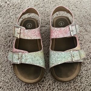 Kids Glitter Sandals Rainbow Size 9C